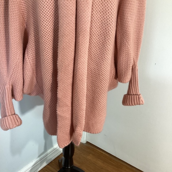 WOMAN REGULAR LARGE LIGHT PINK KNIT CARDIGAN OPEN FRONT COTTON BLEND CASUAL - Picture 5 of 10